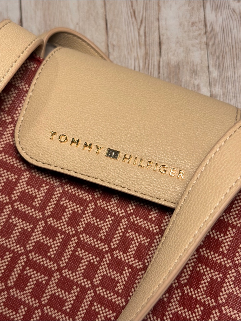 Tommy Hilfiger Red Monogram Jacquard Tote Bag - NWOT